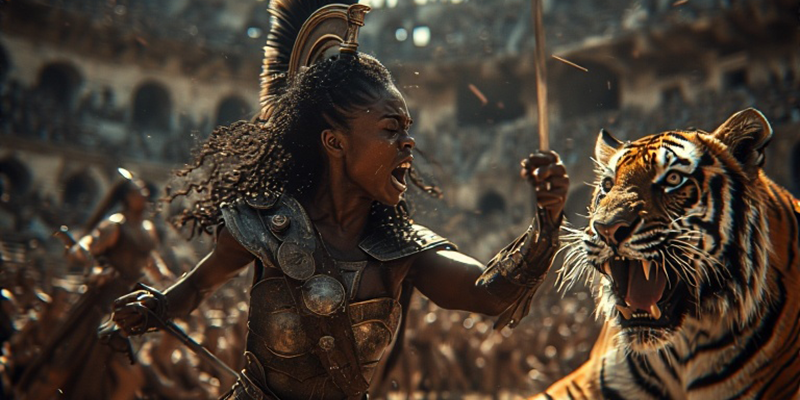 Gladiator attacked by a tiger