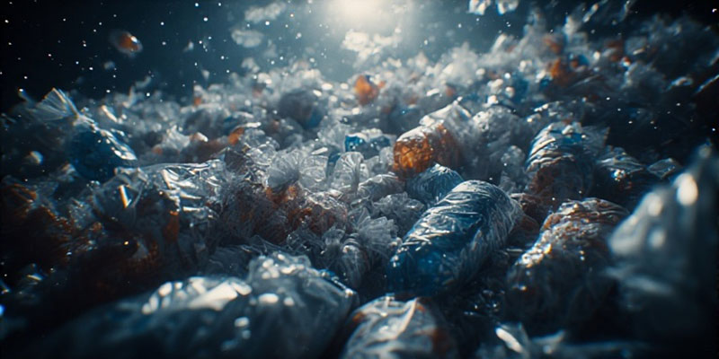 Plastic pollution in space