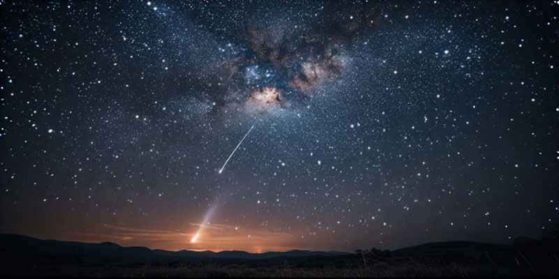 Starry night with hills in the distance