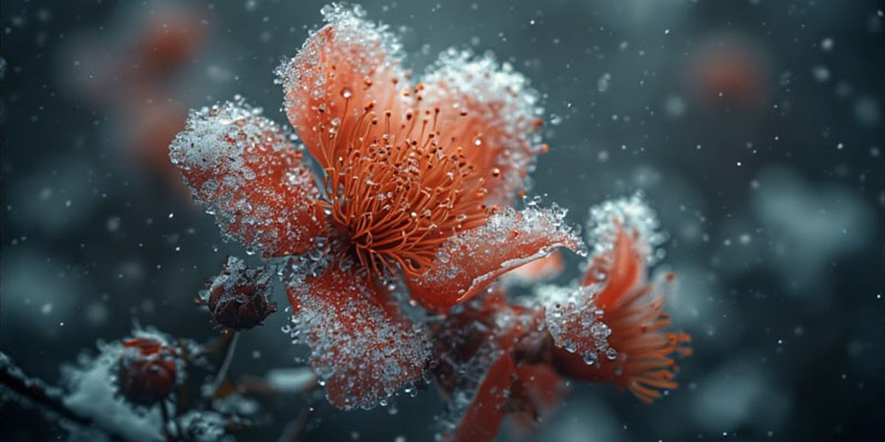 A flower in the snow