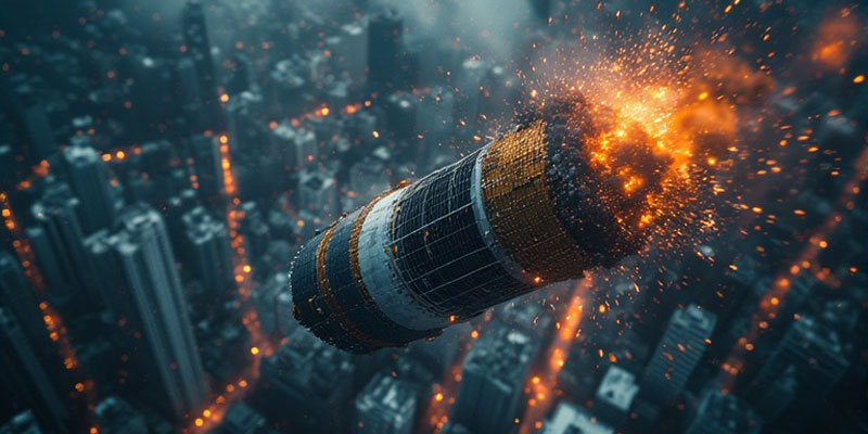 Satellite falling to earth
