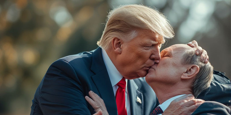 Donald Trump and Vladimir Putin kiss
