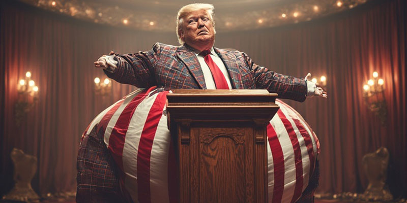 Donald Trump, that bloated pantomime of governance