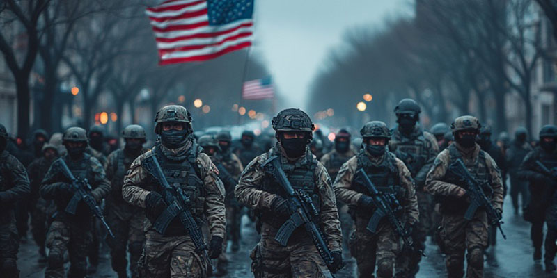 U.S. Military patrols city streets