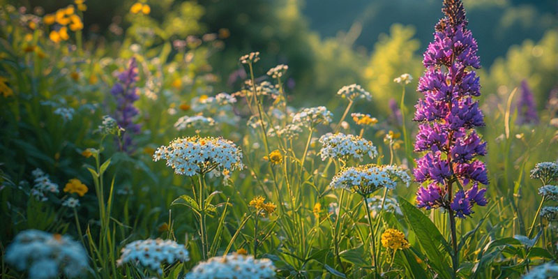 Image of flowers in a green field
